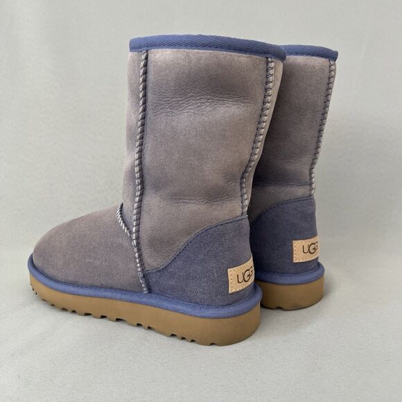 Womens UGG Boots Purple Classic Short Suede Wool Bold Blue Trim Malibu Boho Sz 6 - Picture 4 of 16
